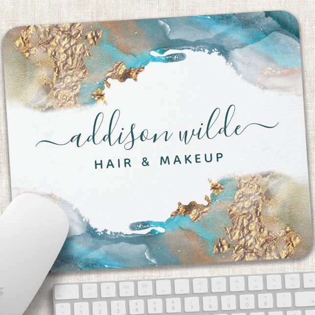 Mousepad Tinta De Aquarela Líquida De Arte Moderna Azul E D (Criador carregado)