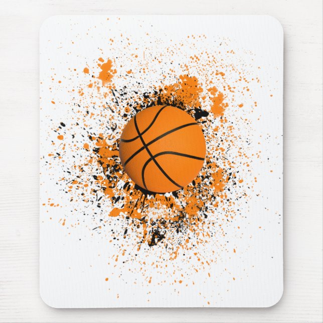 Mousepad Tinta de Grunge de Basquete - Laranja Legal (Frente)
