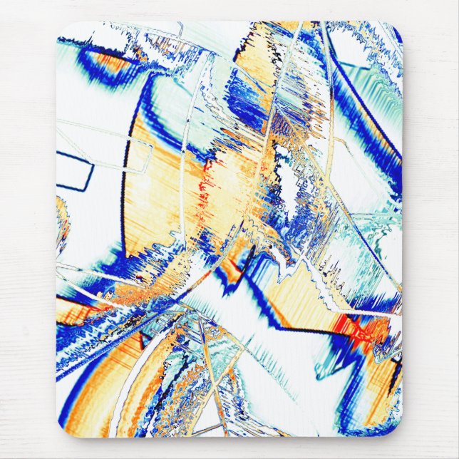 Mousepad Tinta drenada, imagem com mancha laranja e azul (Frente)