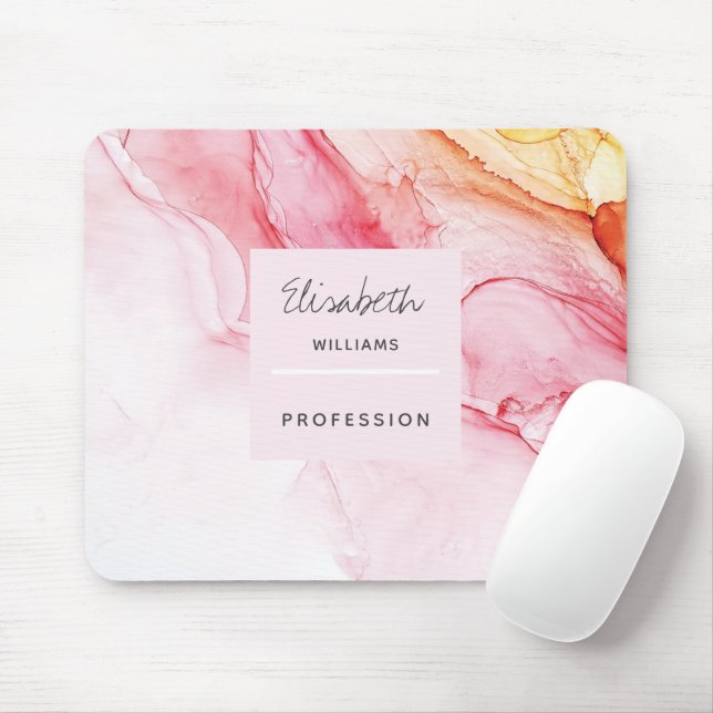 Mousepad Tinta rosa abstrato Personalizada (Com mouse)