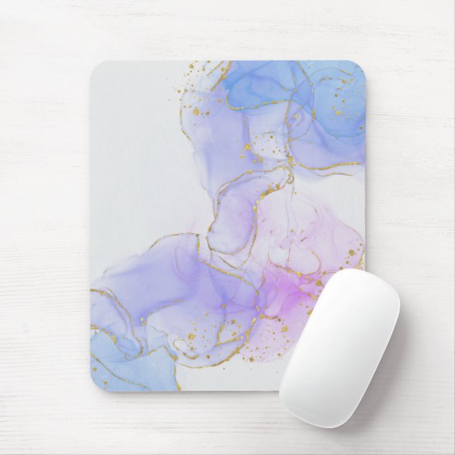Mousepad Tinta rosa, púrpura e azul de álcool (Com mouse)