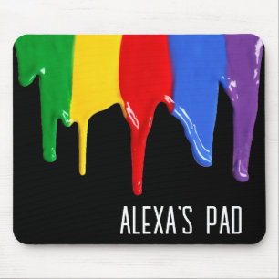 Mousepad Tintas Arco-íris Pingam com Nome Pessoal