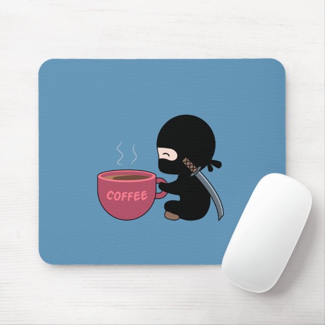 Mousepad Tiny Ninja com grande azul de café (Com mouse)