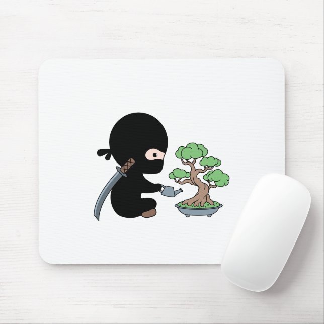 Mousepad Tiny Ninja Watering Bonsai Tree (Com mouse)