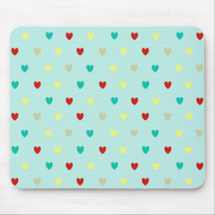 Mousepad Tiny polka corações em verde-marinho