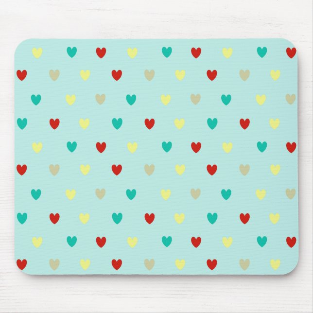Mousepad Tiny polka corações em verde-marinho (Frente)