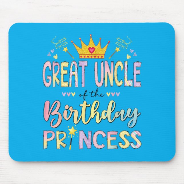 Mousepad Tio Avô da Menina Princesa de Aniversário Combinan (Frente)