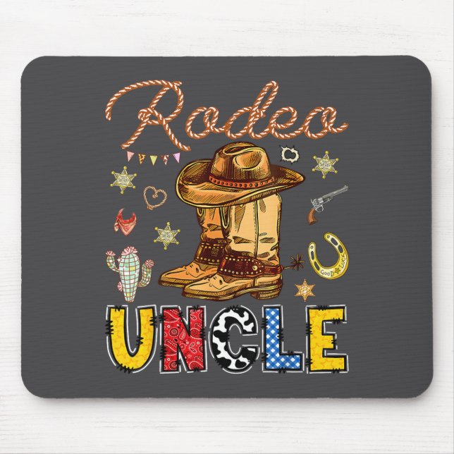 Mousepad Tio Rodeio Ocidental Aniversário Cowboy Correspond (Frente)