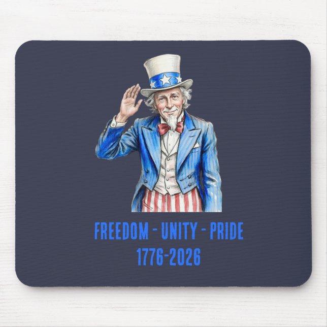 Mousepad Tio Sam Feliz 4 de Julho Patriótico (Frente)