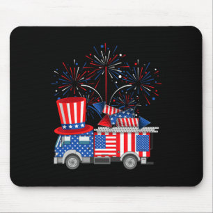 Mousepad Tio Sam Firecaminhão E Fireworks Engraçado, Usa Ba