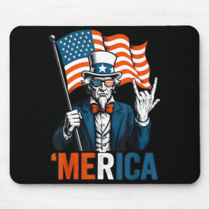 Mousepad Tio Sam Merica Rock Engraçado 4 de Julho Americano