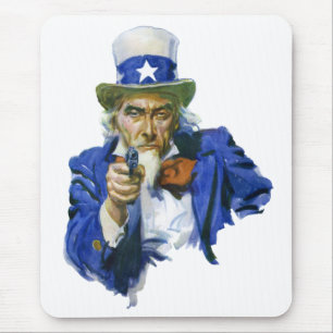 Mousepad Tio Sam Patriótico Vintage com Chapéu de Estrela e