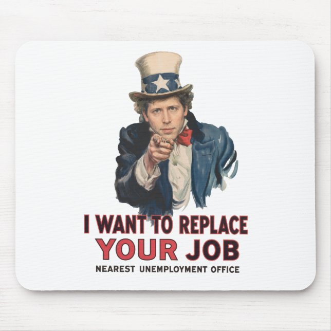 Mousepad Tio Sam Quer Substituir Seu Emprego Por IA (Frente)