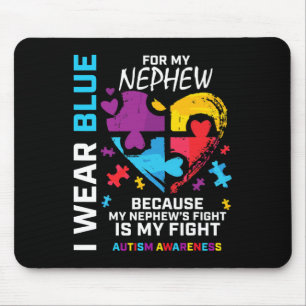 Mousepad Tio Tia Heart Eu Visto Azul Para Meu Autismo Sobri