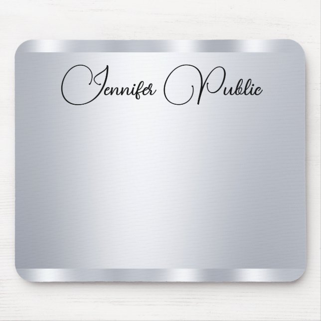 Mousepad Tipgrafia Script Personalizado Silver Metálico (Frente)