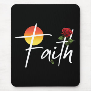 Mousepad Tipografia de Fé com Rosas