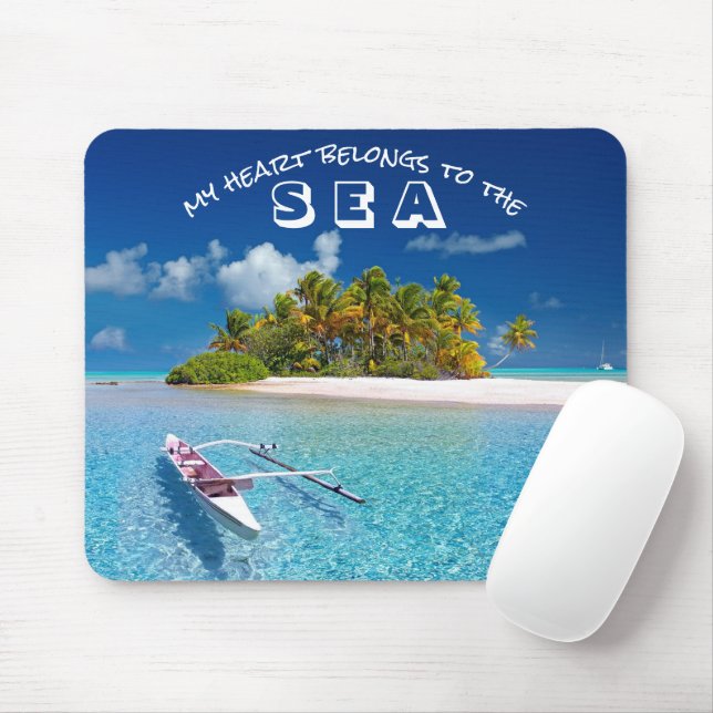 Mousepad Tipografia de praia do oceano tropical (Com mouse)