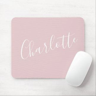 Mousepad Tipografia de Script Chic Personalizada Girly Pink