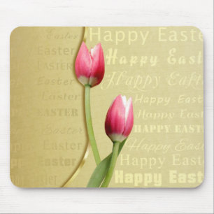 Mousepad Tipografia do ouro das tulipas da páscoa