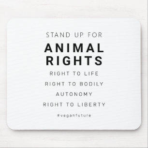 Mousepad Tipografia mínima dos direitos dos animais de veg