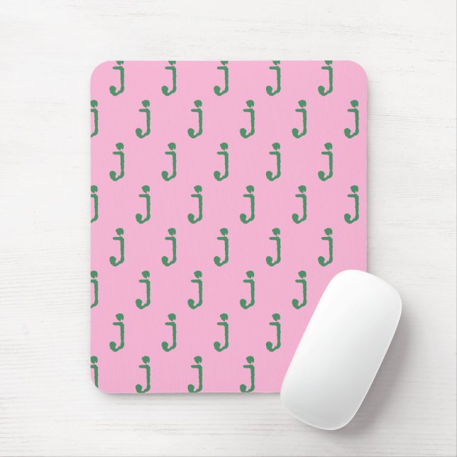 Mousepad Tipografia Moderna de Letra Monograma Rosa  (Com mouse)
