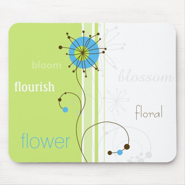 Mousepad Tipografia Verde Flor Moderna Simples (Frente)