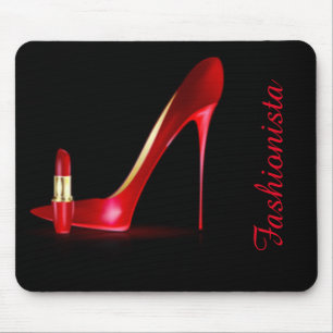 Mousepad Tipografia vermelha do batom do salto alto