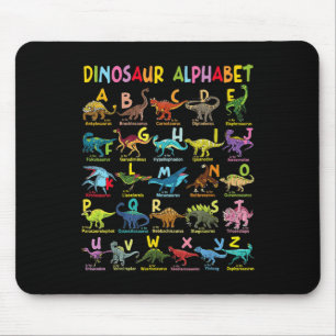 Mousepad Tipos De Dinossauros Alphabet A-z Abc Dino Identif