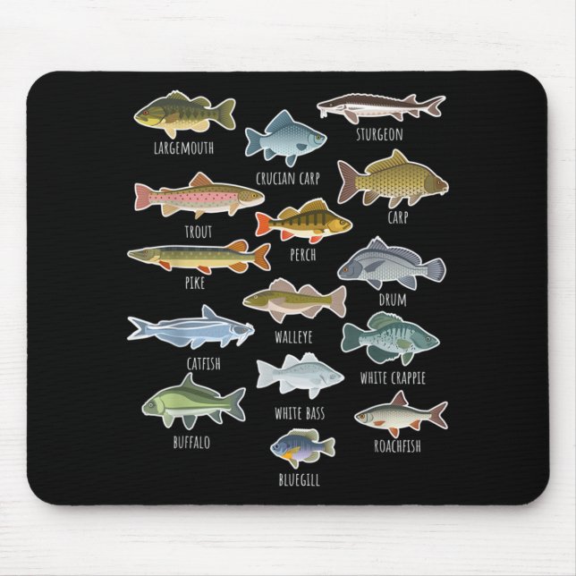 Mousepad Tipos De Espécies De Peixes Águas frescas (Frente)