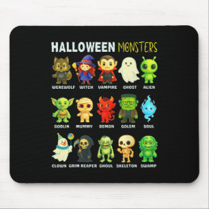 Mousepad Tipos De Poster Educativos De Monstros De Hallowee