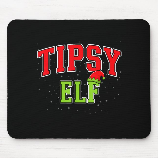 Mousepad Tipsy Elf Christmas Family Matching Group Xmas  (Frente)