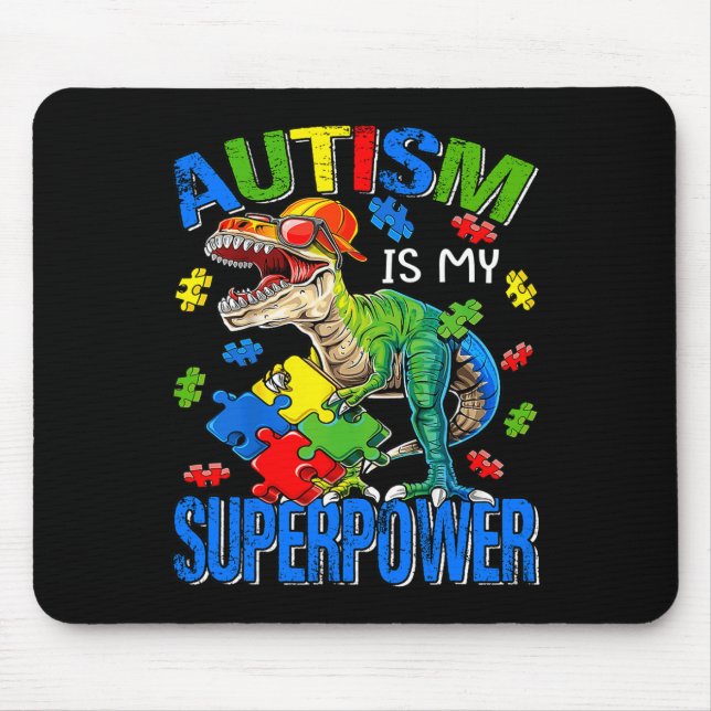 Mousepad Tiranossauro Rex Autismo É Meu Superpoder Conscien (Frente)