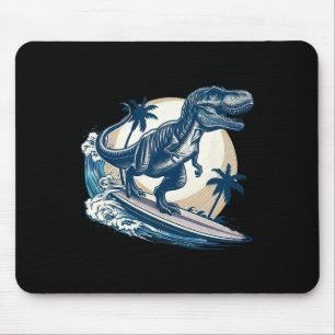 Mousepad Tiranossauro Rex de Surfe Pranchando Dinossauro Lo