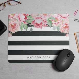 Mousepad Tiras de carvão e de pedúnculo cor-de-rosa