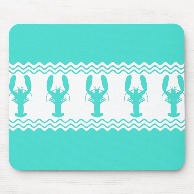 Mousepad Tiras de lagosta Branca de Turquesa (Frente)