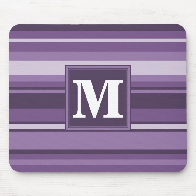 Mousepad Tiras de Lavanda monograma (Frente)