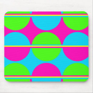Mousepad Tiras dos círculos do Teal Rosa Quente do Verde li