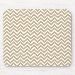 Mousepad Tiras onduladas Chevron em Dourado e Branco Natal