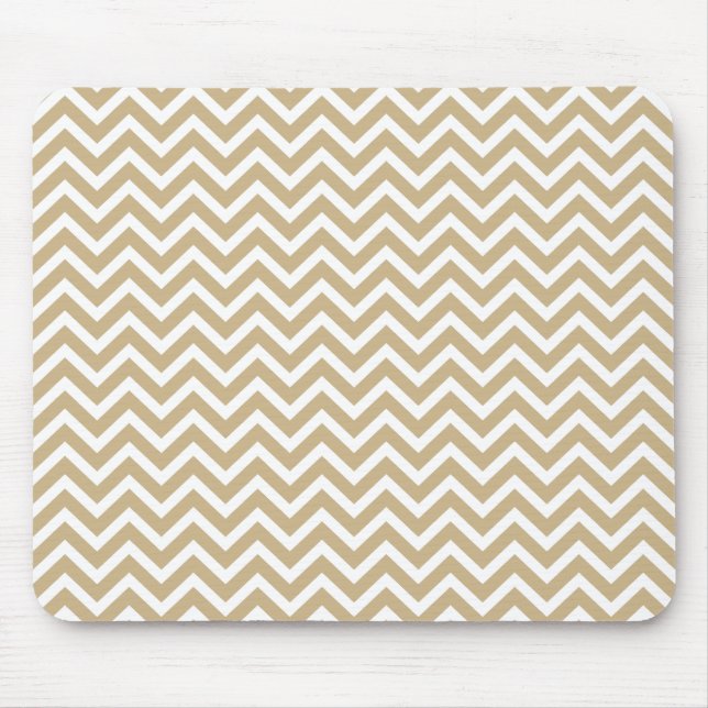 Mousepad Tiras onduladas Chevron em Dourado e Branco Natal (Frente)
