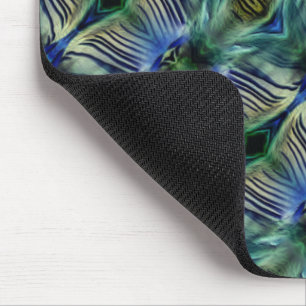 Mousepad Tiras transversais curvas, em verde e azul 