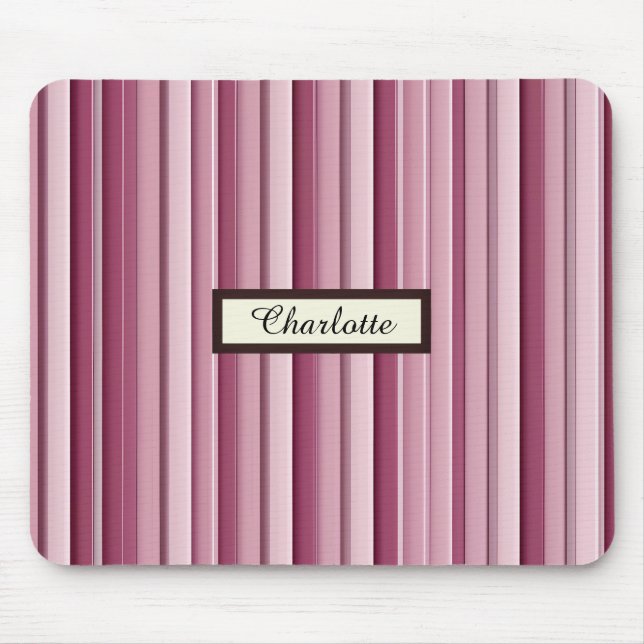 Mousepad Tiras Verticais Rosa Modernas Personalizadas (Frente)
