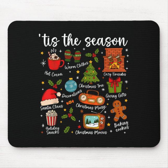 Mousepad Tis The Season For Women Men Boys Youth Christmas  (Frente)