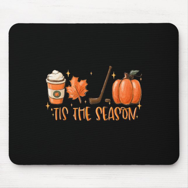 Mousepad Tis The Season Hockey Latte Leaves Hello Pumpkin H (Frente)