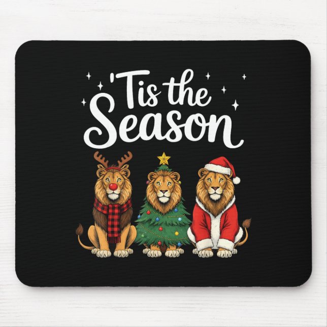 Mousepad Tis The Season Lion Christmas Santa Safari Animal  (Frente)