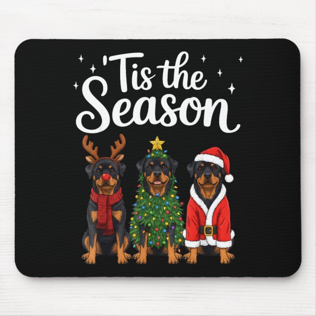 Mousepad Tis The Season Rottweiler Christmas Santa Rottie D (Frente)