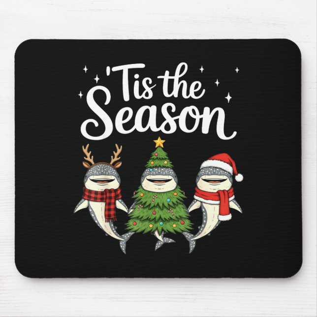 Mousepad Tis The Season Whale Shark Christmas Santa  (Frente)