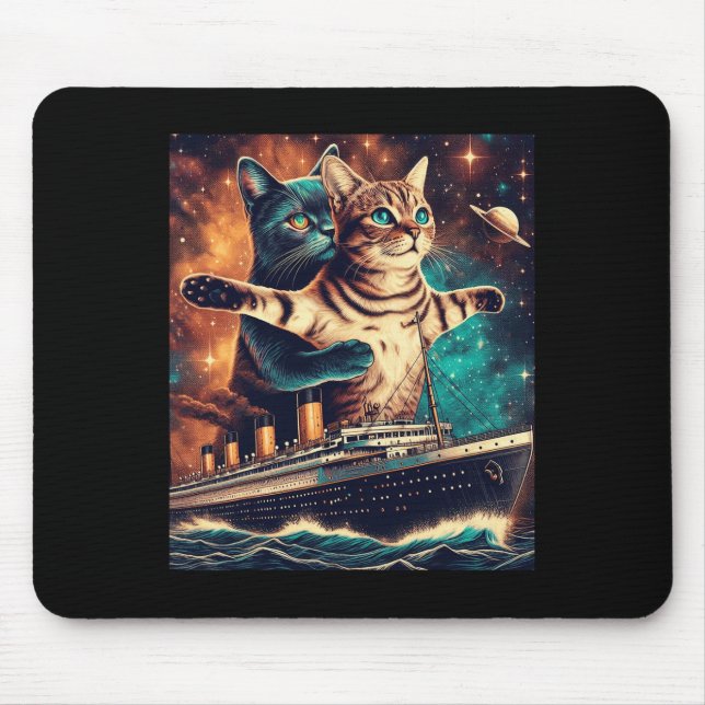 Mousepad Titanic Cats Engraçado Tee (Frente)