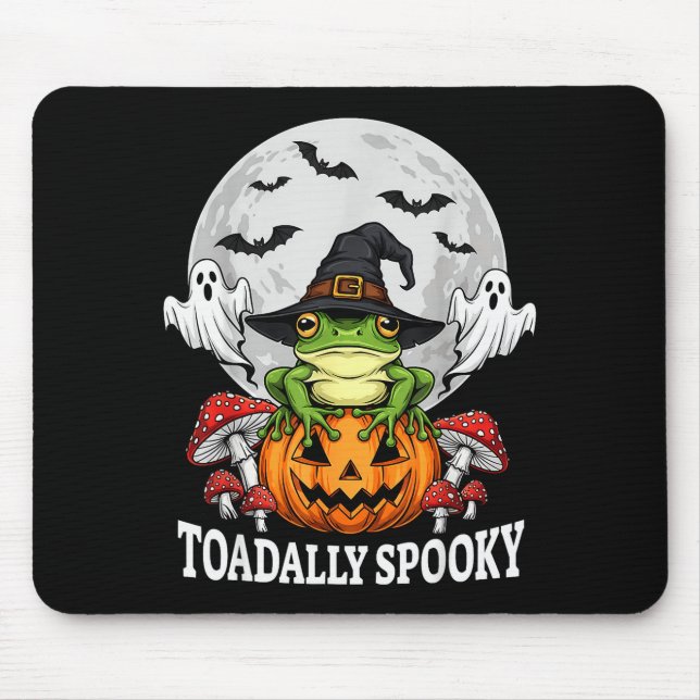 Mousepad Toadally Soky Funny Halloween Frog On Pumpkin Full (Frente)