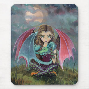 Mousepad Toalha de Rato de Arte Fantasia de Fada e Dragão F