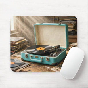 Mousepad Tocador de Discos Portátil Retro